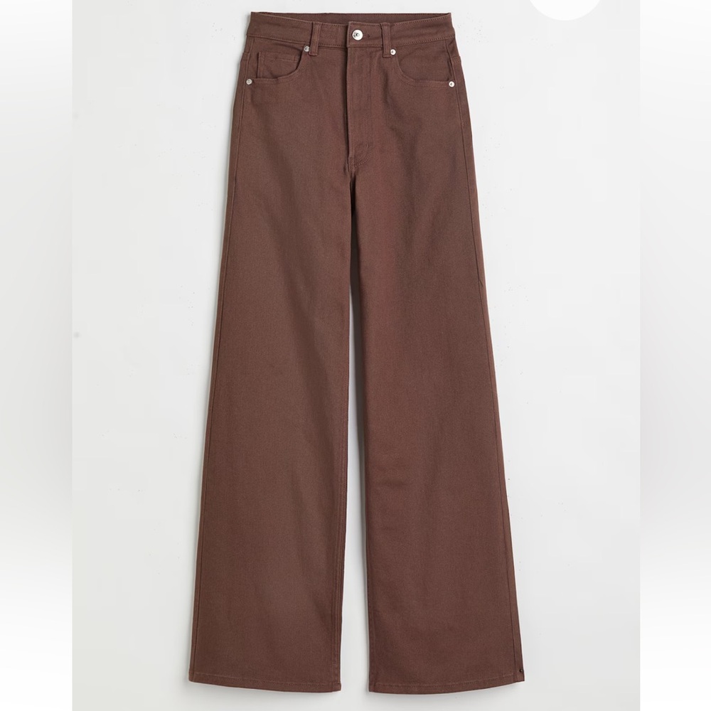 H&M Divided Brown High-Rise Wide Leg Jeans